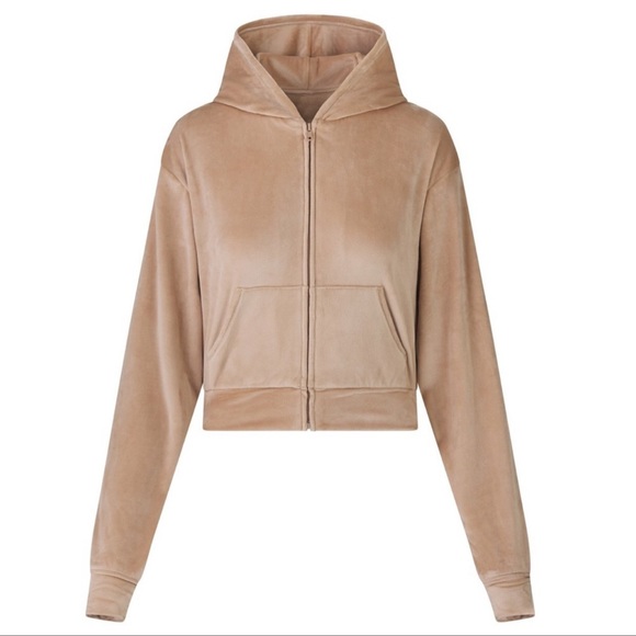 SKIMS Tops - SKIMS Beige Zip-Up Hoodie